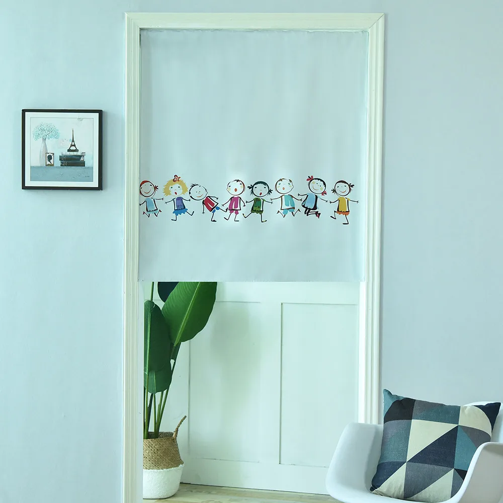 

Cartoon Print Door Curtain Window Treatment Voile Drape Valance 1 Panel Doorway Curtain For Kids Room Decor cortinas dormitorio
