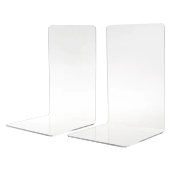 

2Pcs Clear Acrylic Bookends L-shaped Desk Organizer Desktop Book Holder School Stationery Office Supplies