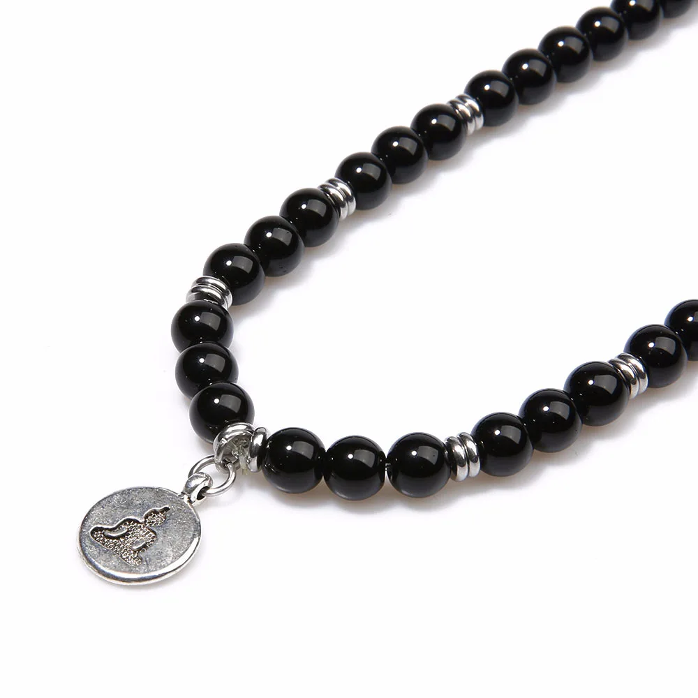 Натуральный Черный Кристалл Камень женский многослойный браслет тибетский буддийский Мала Молитва медитация ожерелье 6 мм 108 бусины браслеты
