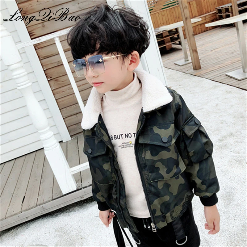 

Children's clothing boy camouflage thickening plus velvet winter 2018 jacket big boy baby foreign jacket men's windbreaker tide