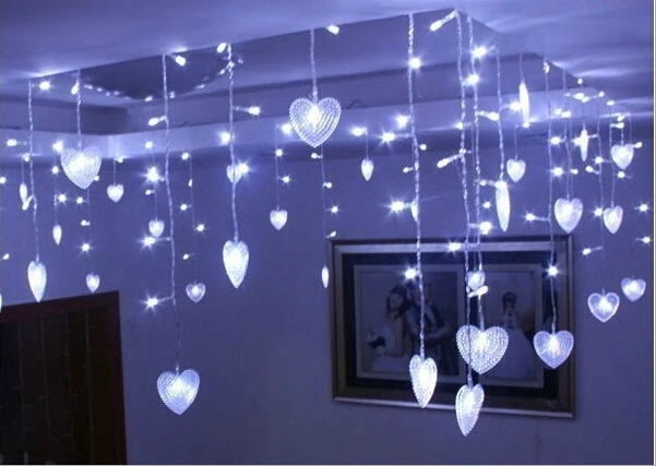 

Multicolor LED String Strip Festival Holiday Light Christmas Wedding Decorate Curtain lamps 4m 100 SMD 18 Hearts EU/US/UK/AU