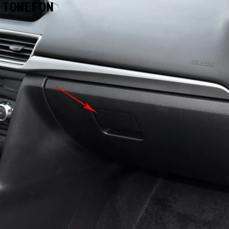 

TOMEFON For Mazda 3 Axela M3 2017 2018 Car Styling ABS Carbon Fiber Copilot Storage Box Handle Trim Decorate Bright Patch 2pcs