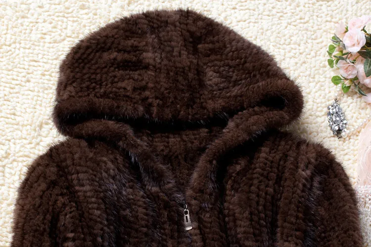 Пальто из натурального меха, Женский Зимний натуральный мех, куртка с капюшоном, натуральная вязаная норковая шуба, верхняя одежда, большие размеры L до 6XL