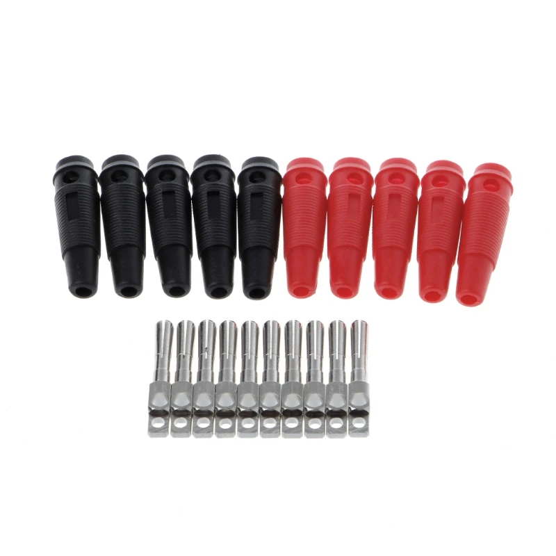 

10 Pcs 32A 4mm Banana Plug High Current Insulated Shrouded Stackable Connector Soldering Type