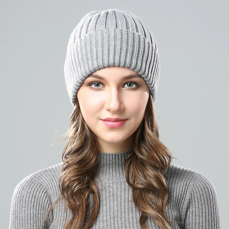 

winter knitted Warm Hat knitted Thermal Bonnet Wool Cotton Fall Outdoor Hat Knitted Women Winter Beanie Hat Skullies Female