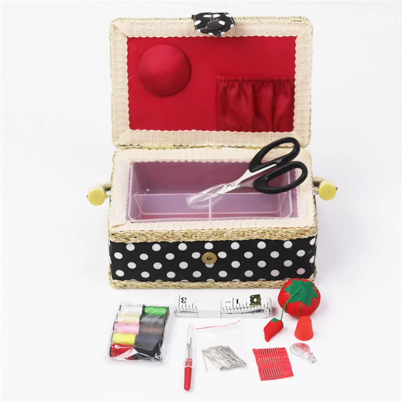 Handmade Cotton Fabric Storage Sewing Basket Sewing Thread Scissors Tools Accessory Craft Tools Storage Box For Women Wife Gift (7)