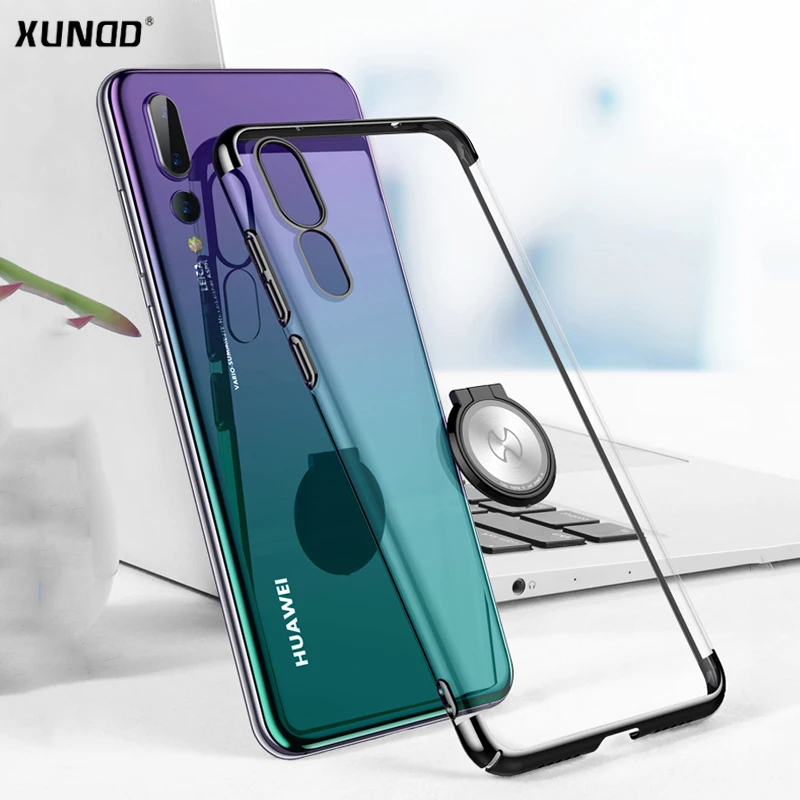 

Xundd Luxury Clear Case For Huawei P20 Pro P20 Magnetic Car Holder Metal Ring Holder Hard PC Back Cover For Huawei P20 Lite Case
