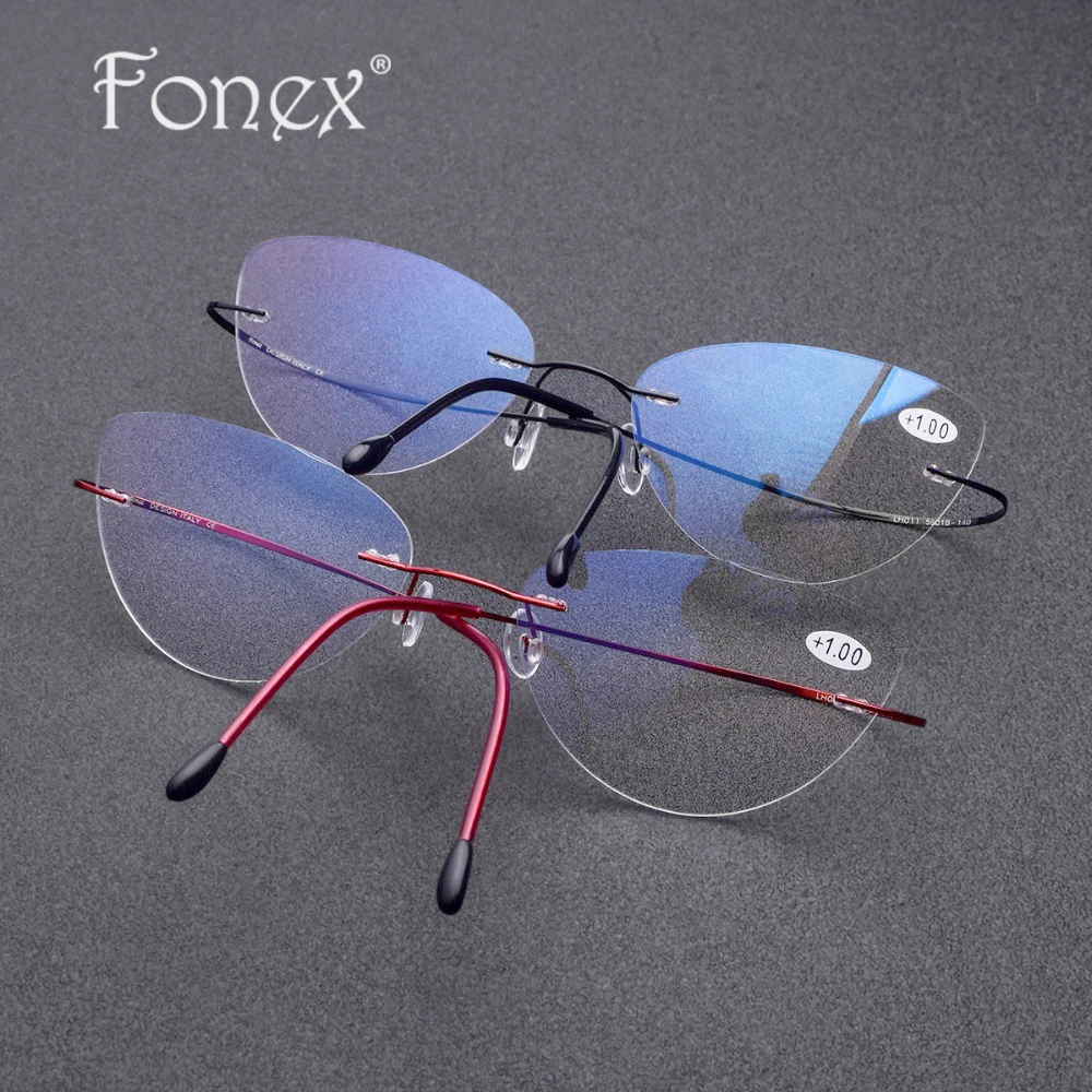 Женские очки для чтения без оправы FONEX титановые ультралегкие дальнозоркости + 1 0