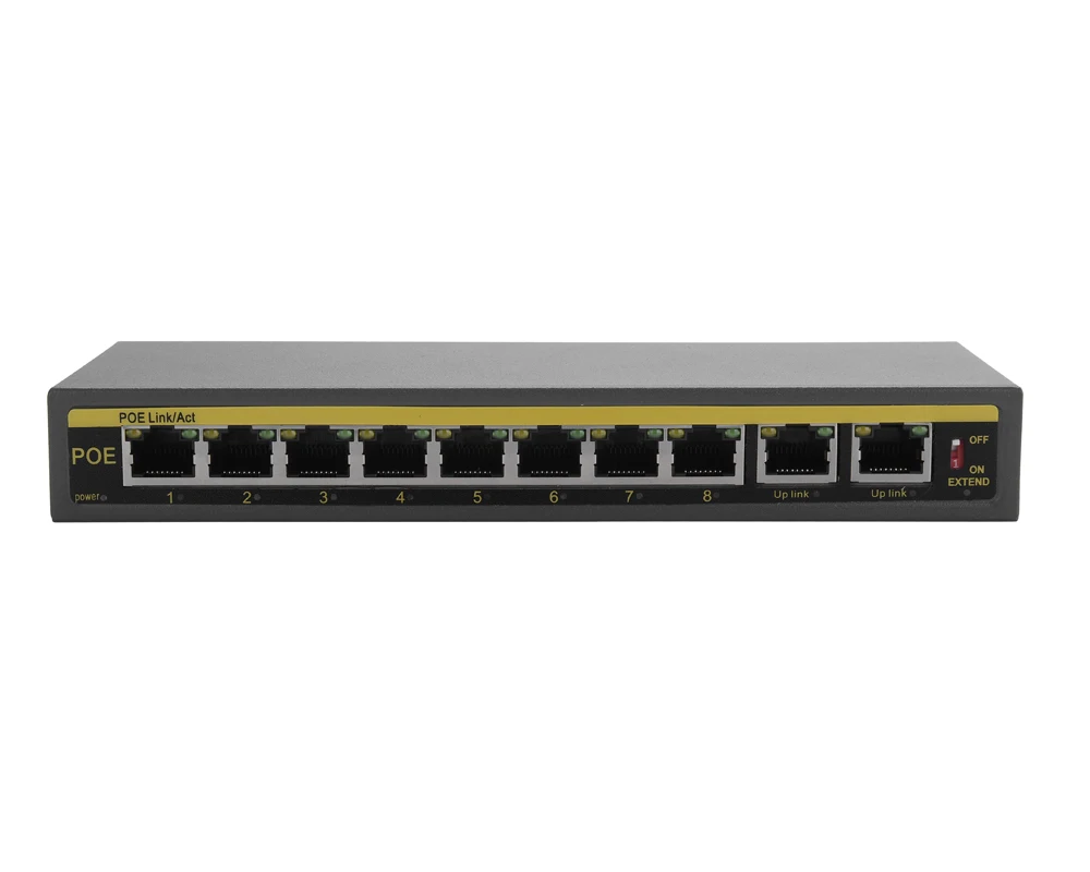 Hamrolte POE Switch 8CH IEEE802.3af 10/100Mbps Smart POE Switch For IP Camera NVR Security System Power Over Ethernet Max 250M