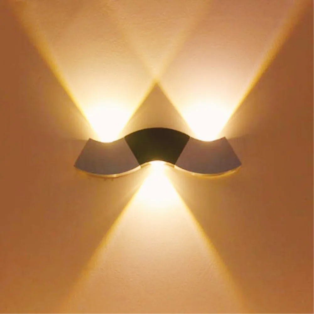 Внутренний светодиодный светильник настенный 3 W волнообразные Алюминиевый Настенный бра AC85-265V современные украшения дома Спальня коридор вел настенный светильник