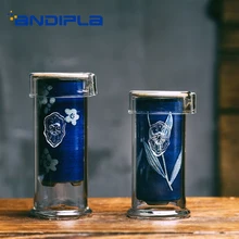 Винтажный термостойкий прозрачный стеклянный черный чайник, голубой и белый фарфор под глазурью, чайный горшок, ситечки для семейных подарков