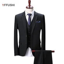 YFFUSHI New Arrival Men Suit 3 Pieces Black Tuxedo Wedding Suits For Men Homme Marriage Business Formal Style Plus Size 5XL