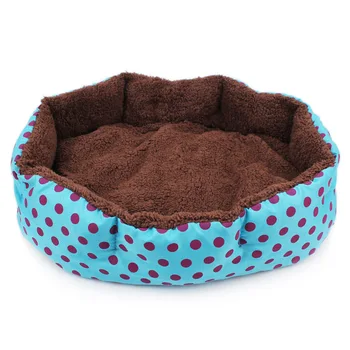 

Pet Dog Bed Dot Printing Design Winter Warming Soft Pet Nest With Removable Pet Mat Octagon Shape Kennel Kitten Puppy