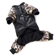 FBI Pet Small Dog Cat Invierno Abrigos Imprimir Espesar Mono Pantalones de Camuflaje Ropa Al Por Mayor