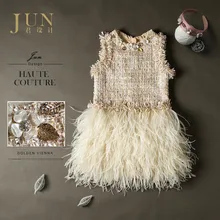 Ручной работы цветок абрикоса платья без рукавов Роскошный бальное платье девушка событие бренд платье высокого качества милые винтажные короткие платья