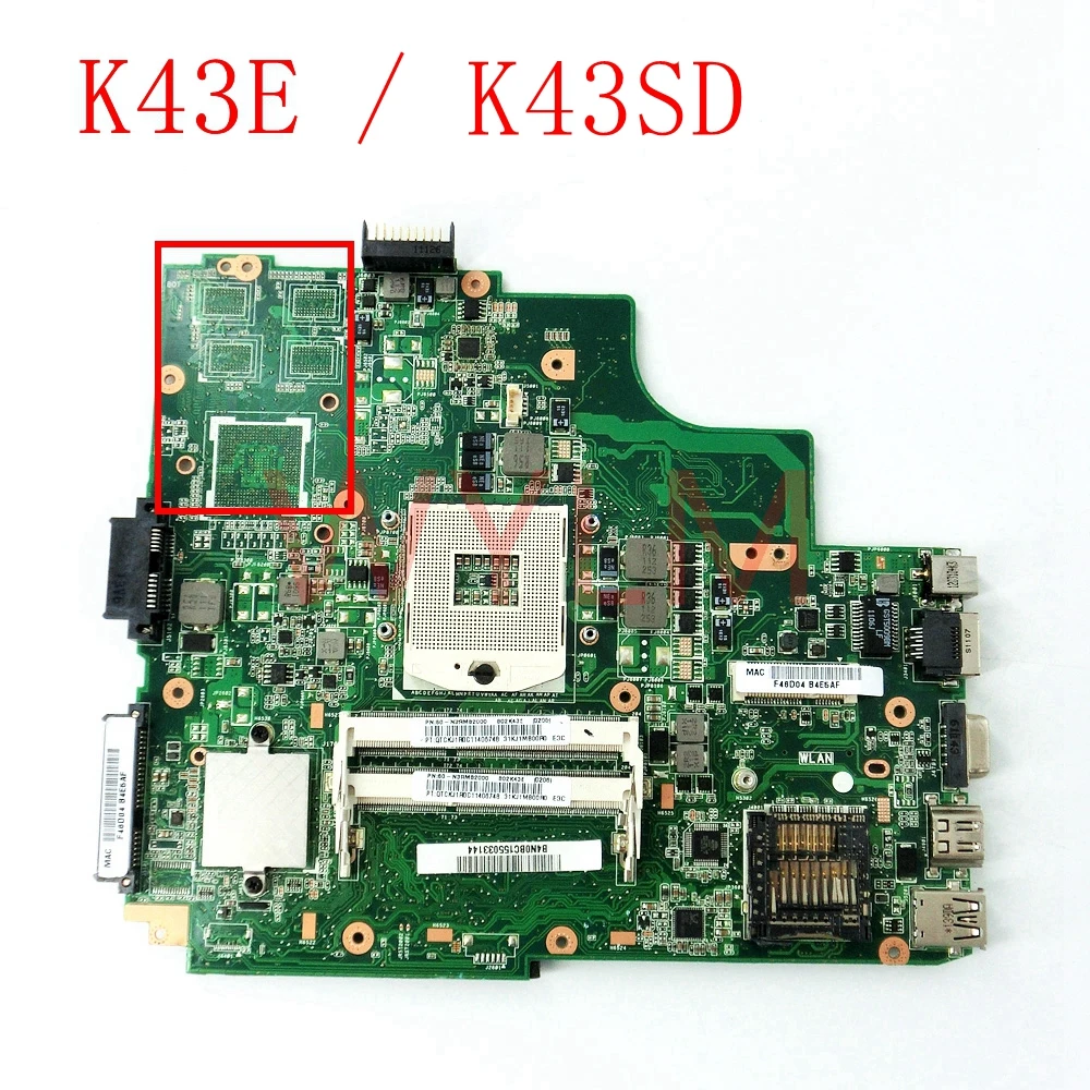 K43E HM65 DDR3 mainboard REV2.2/ 2.1 For ASUS A43S X43S K43S P43E K43SD