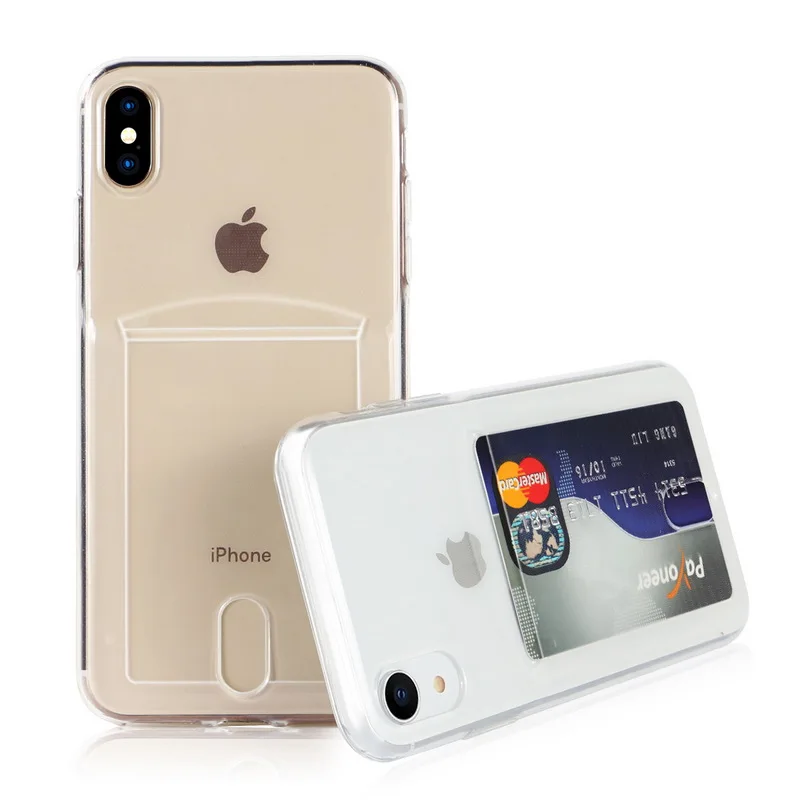 YISHANGOU Credit Card Holder Transparent Phone Case For iPhone 7 8 Plus 10 Soft TPU Back Cover For iPhone 6 6S Plus X XR XS Max YISHANGOU Credit Card Holder Transparent Phone Case For iPhone 7 8 Plus 10 Soft TPU Back Cover For iPhone 6 6S Plus X XR XS Max