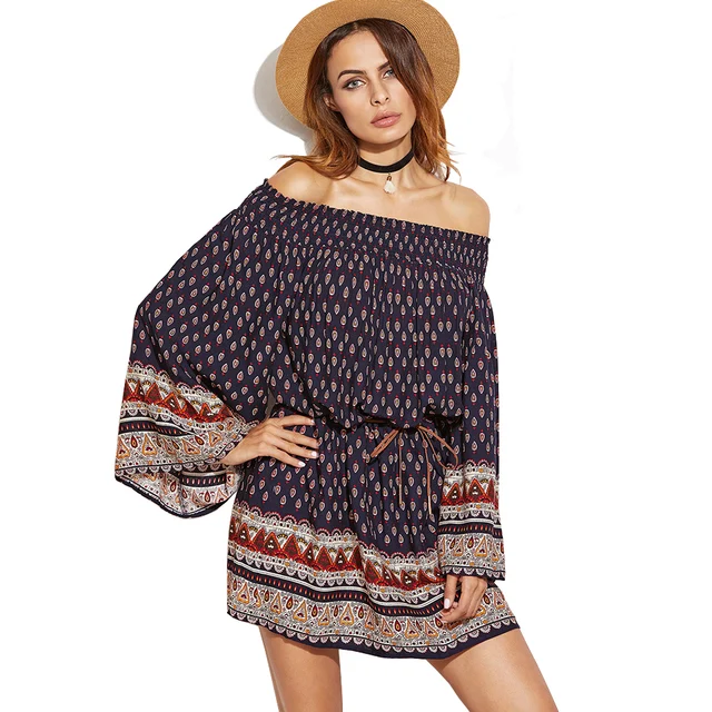 Spring Summer 2018 Camp Dresses Brazil Women Long Sleeve Off The