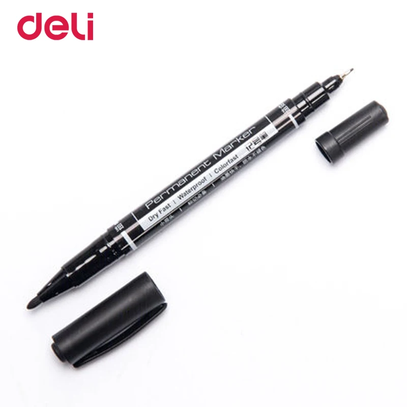 

Deli 3pcs colored dual tip fast dry permanent oil marker pens for fabric tires quality waterproof fine point sharpie for drawing