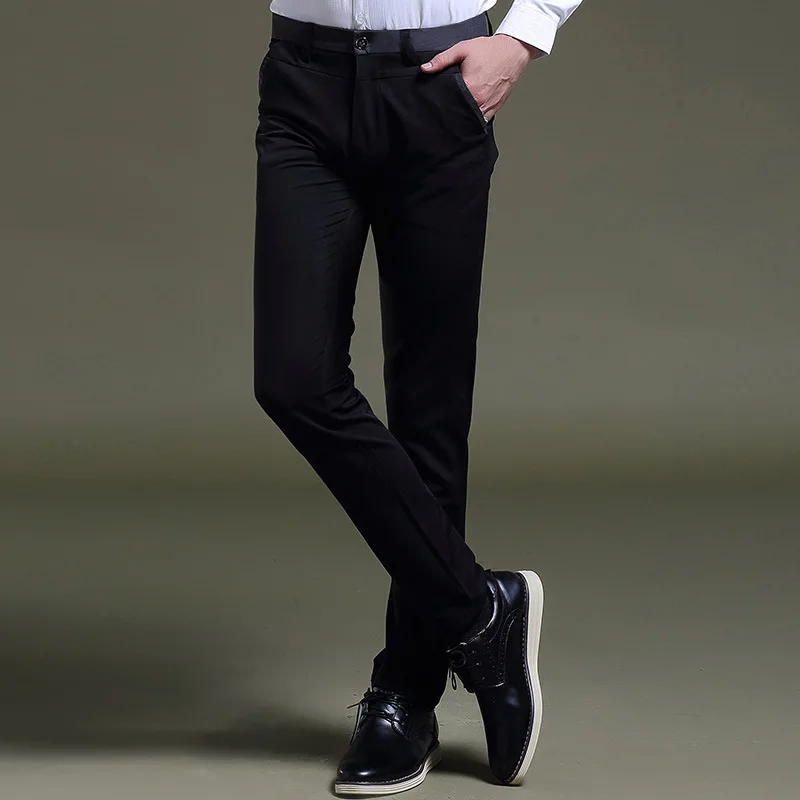 2017 мужские черные классические брюки строгие облегающие для свадьбы костюмы