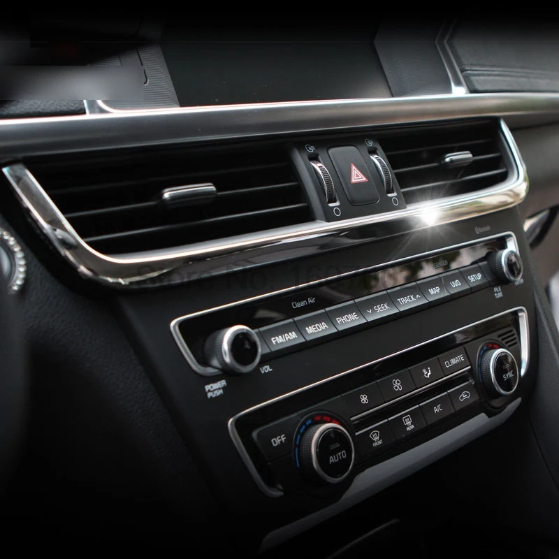 For Kia K5 2016 3pcs Chrome Car Interior Central Consoles Board Air