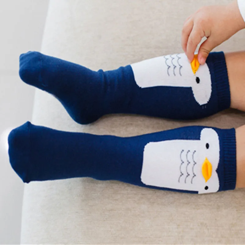 Милые носки для малышей; Гольфы; детские мягкие хлопковые Гольфы kawaii с рисунком утиный Пингвин; детские гольфы - Цвет: Blue