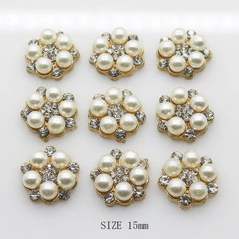 

YWXINXI 10Pcs/Lot 15mm Round Jewelry Accessories For for Wedding greeting card DIY Handwork Ribbon Decoration Setting Supplies