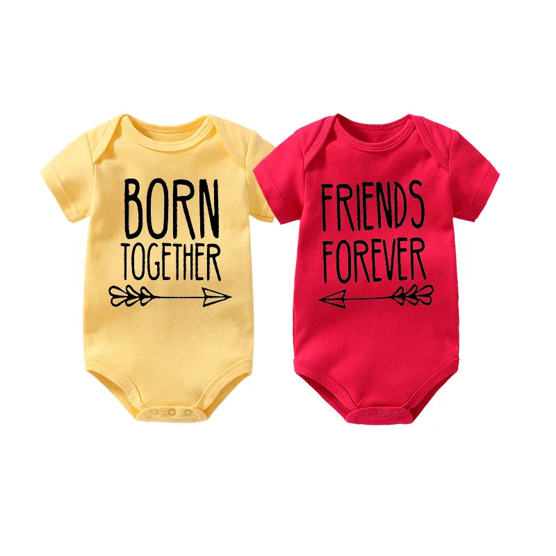 Culbutomind Born Together Friends Forever боди двойной набор детский душ подарок для малышей наряды смешная одежда для близнецов - Цвет: born forever