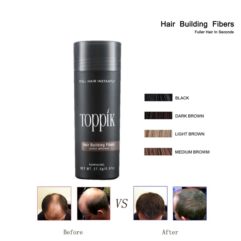 5PCS/LOT WHOLESALE Best Hair Fiber Powder Bladness TOPPIK 27.5g 10colors  Thin Loss Hair Powder Keratin Hair Building Fiber