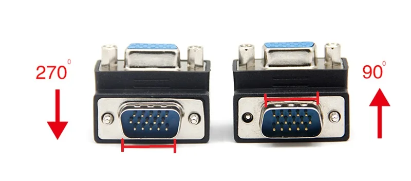 VGA Cable Adapter VGA 15 Pin Male To Female M/F 90 degree Right Angled Cord Monitor Connector