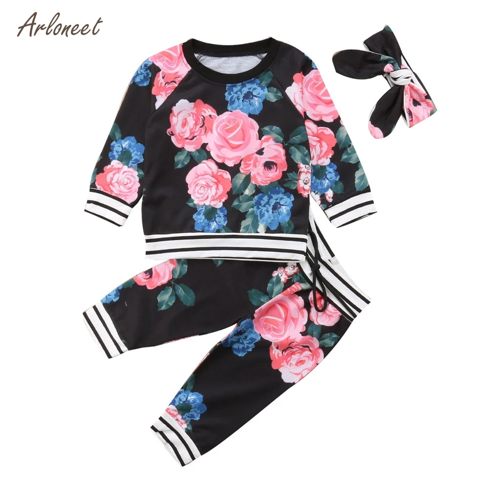 Fashion Christmas Newborn Baby Boys Girls Tops T-shirt Long Pants Outfits Set