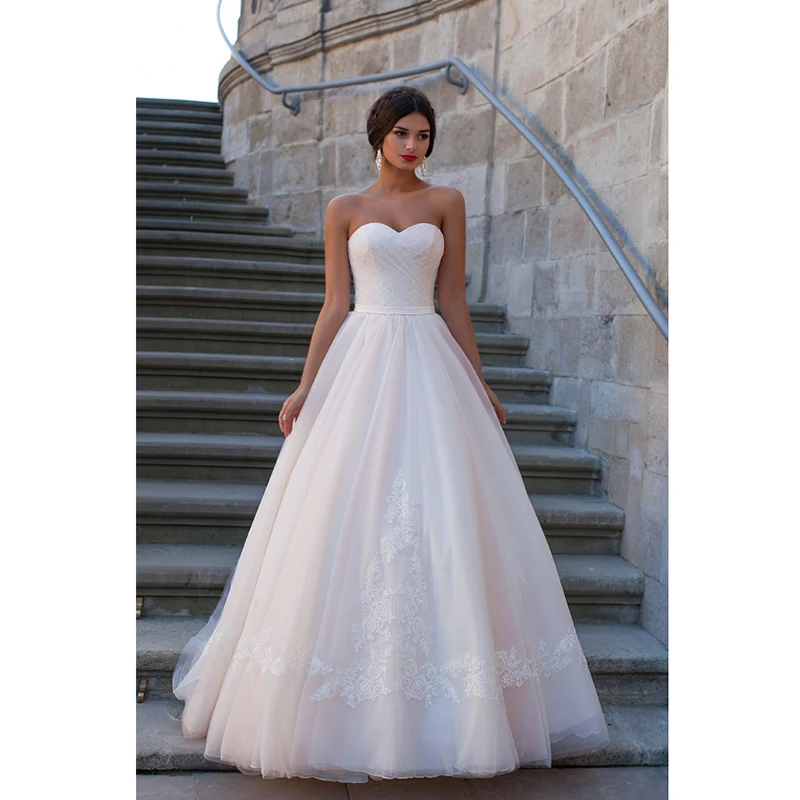 Simple Empire Waist Ivory Tulle Beach Wedding Dress Sweetheart