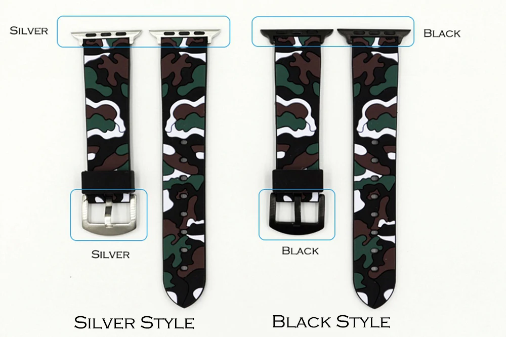 URVOI sport band for apple watch series 1 2 strap for iWatch CAMO colors Soft Silicone Replacement camouflage band with adapters3