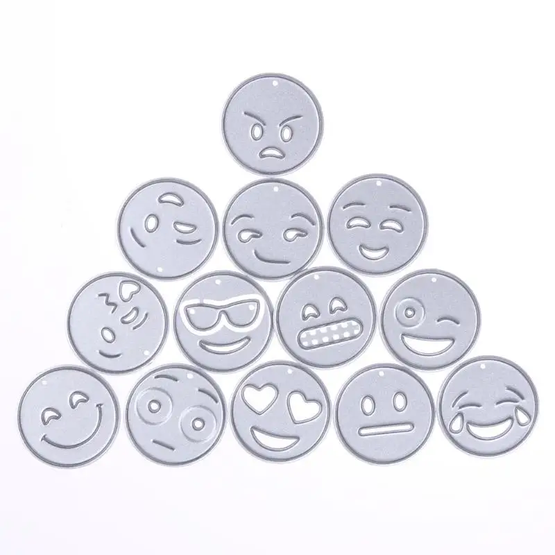 

13 Pcs Emoji Metal Cutting Dies for Scrapbooking DIY Die Cuttings Stencil Decorative Scrapb Funny Photo Album Embossing