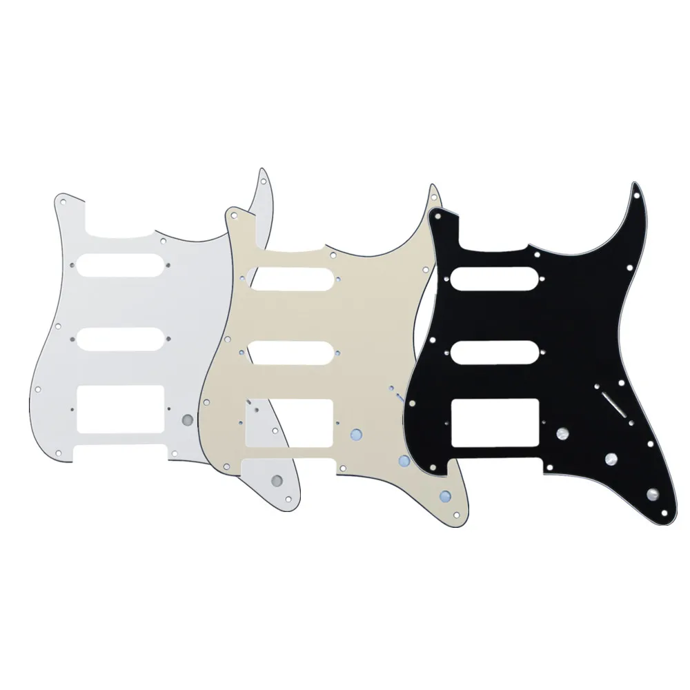 

FLEOR 1PCS 11 Holes Strat Electric Guitar Pickguard SSH Scratch Plate 3Ply & Screws Guitar Accessories, Black/White/Cream Choose