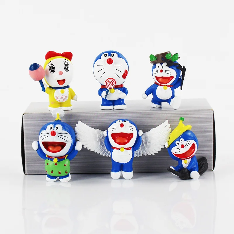 6pcs lot Doraemon  Mini Figures Cute Flying Doraemon  Dorami 