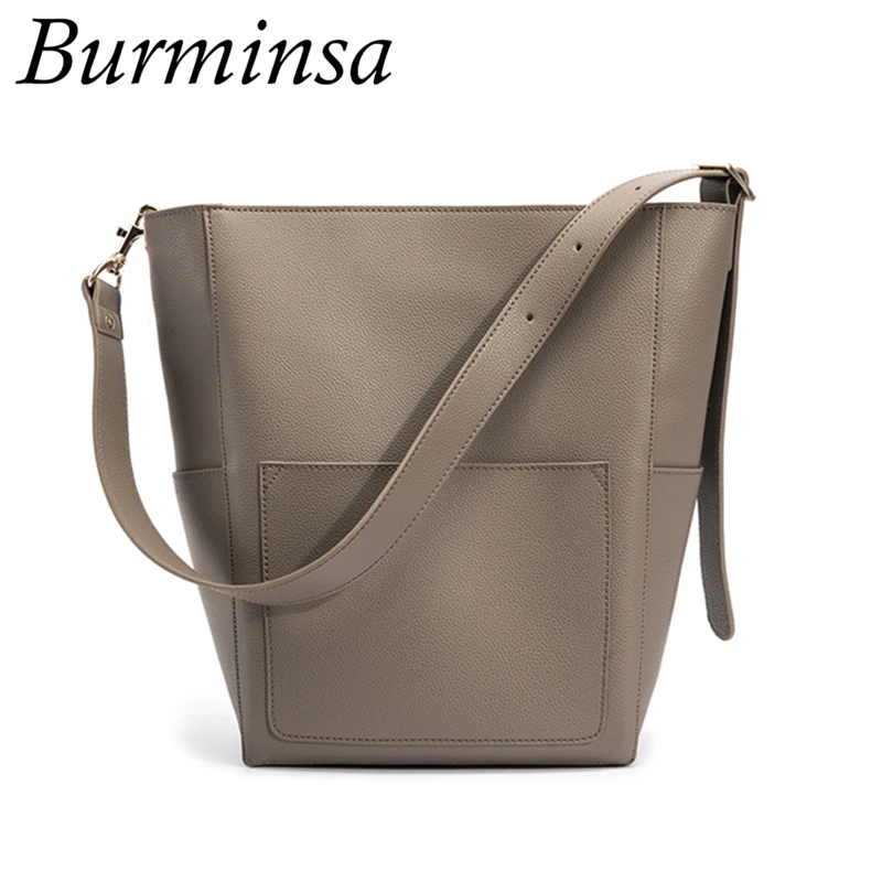 

Burminsa Autumn New Big Zipper Bucket Women Shoulder Bags Ladies Messenger Bags High Quality Female Handbags 2019 Dropshipping
