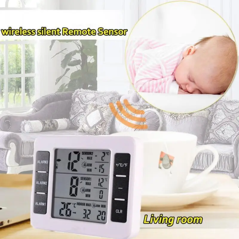 

LESHP Wireless Digital Freezer Fridge Thermometer Indoor Outdoor Alarm Magnet Sensor Temperature Meter C/F Value Display