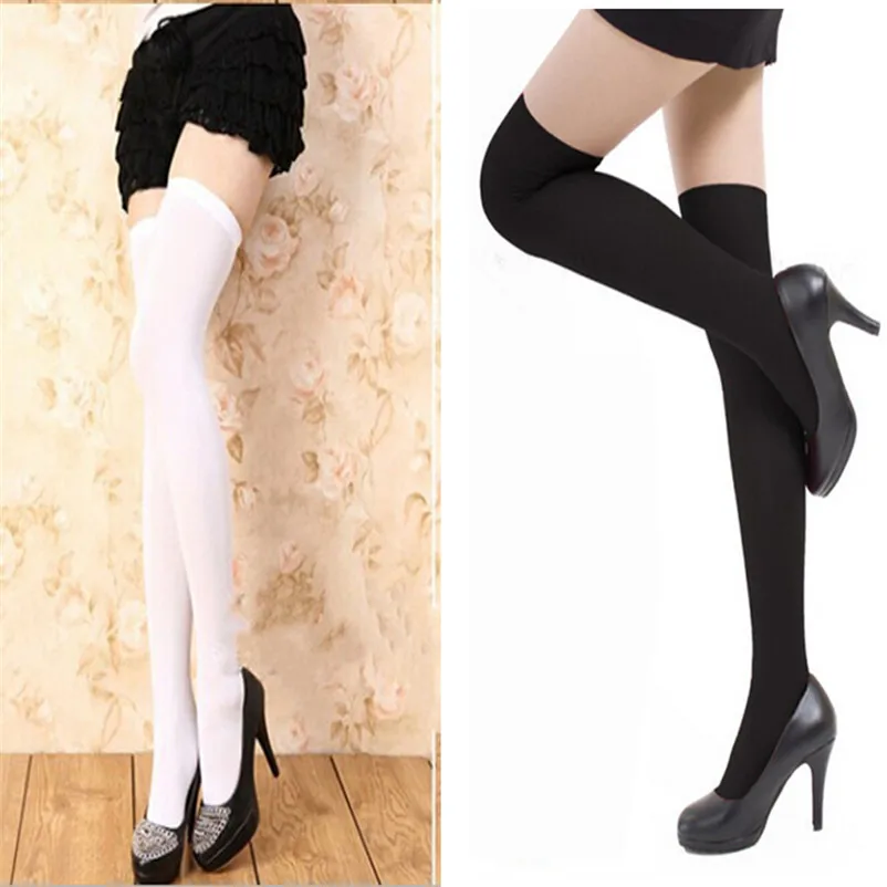 White Women Fashion Long Socks Over Knee High Temptation Stretch Nylon Socks Long Socks Women Solid dropshipping 30AT3 04