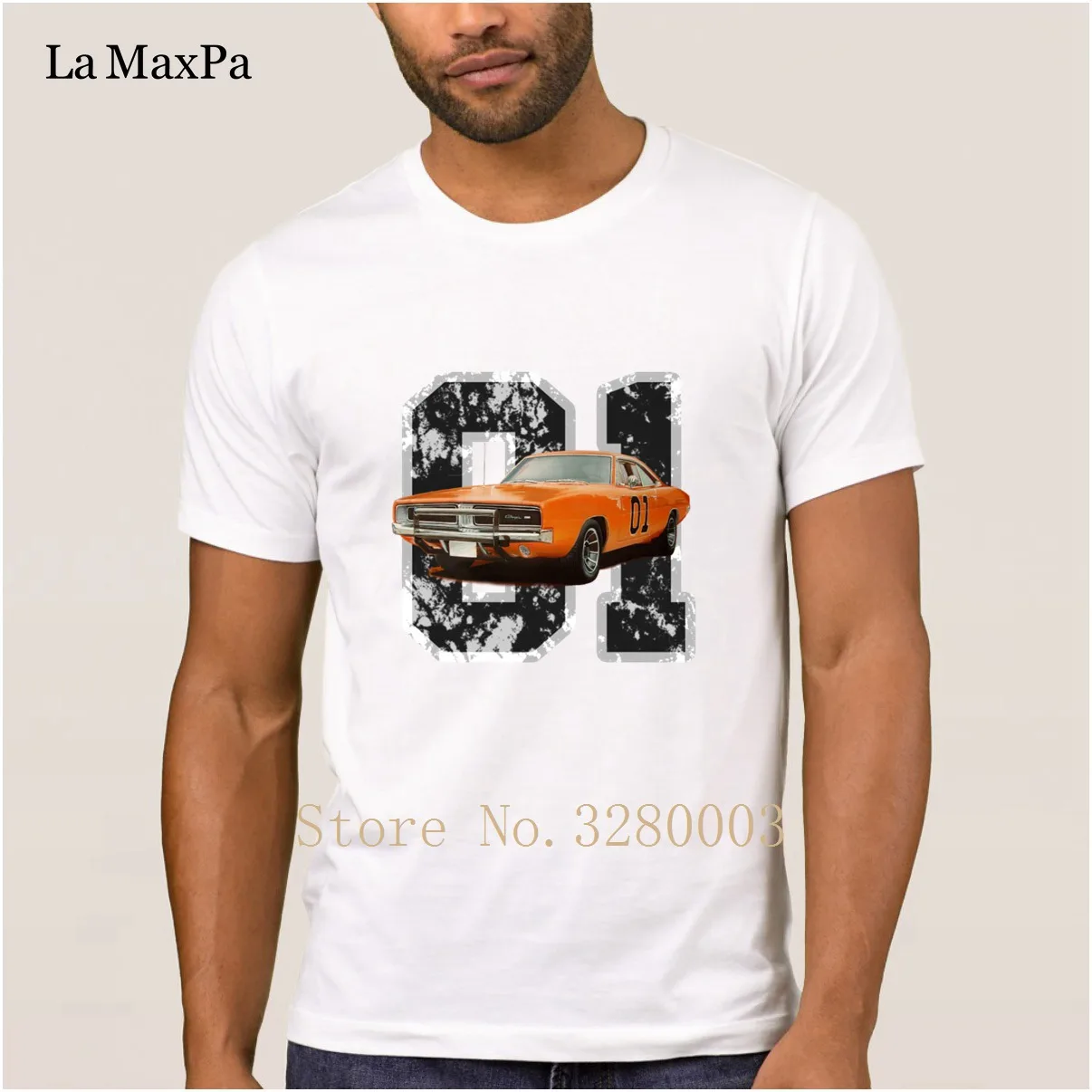 

La Maxpa Costume Breathable men's t shirt 1970 charger general lee t-shirt Sunlight Pattern tee shirt man cool Top Quality