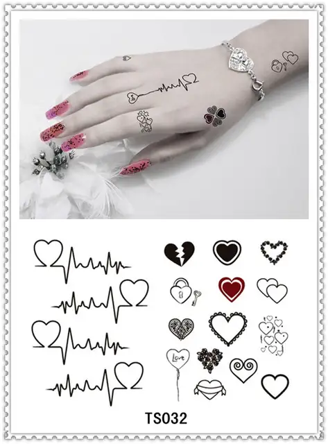 Yeeech Temporaire Tatouage Autocollant Rythme Cardiaque