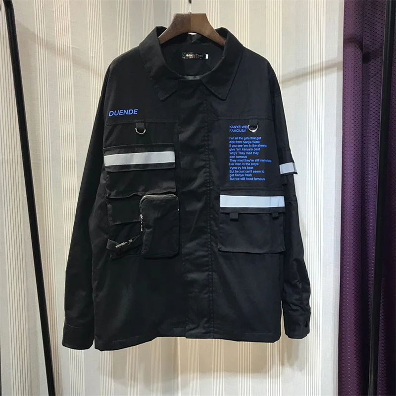  Street Jackets Hip Hop Erkek Mont Patchwork Punk Rock Men Coat Big Size   (25)