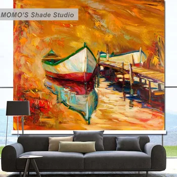 

MOMO Thermal Insulated Blackout Fabric Custom Painting Window Curtains Roller Shades Blinds, Alice 121-126