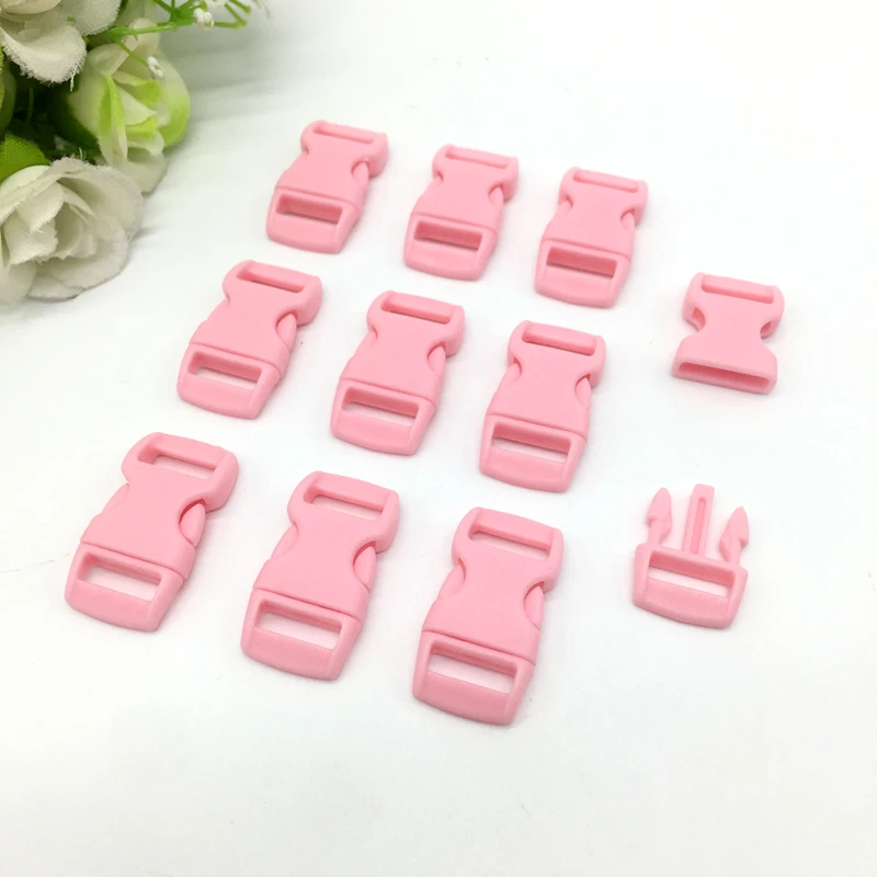

10 pcs 3/8"(10mm) Pink Colorful Curved Side Release Buckle Clasps For Paracord Bracelet Backpacks Clothes Bags Parts #08