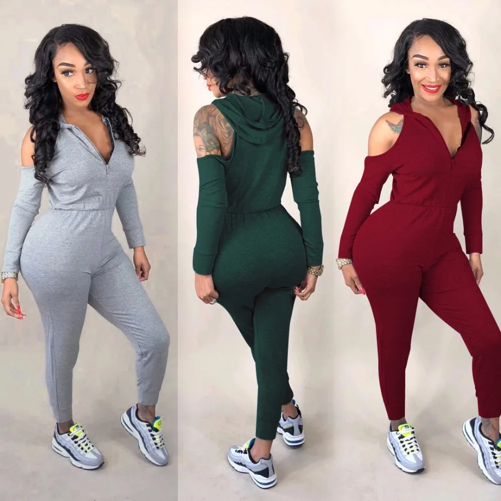 Polyester Solid Color Fitting Ankle Length Jumpsuits Autumn Casual