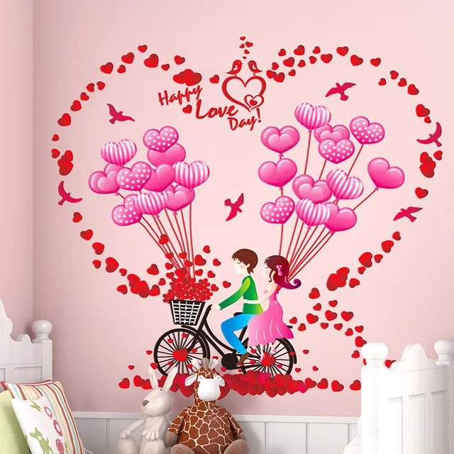 romantic happy valentine couple lover decorative wall stickers stickers for walls decoration
