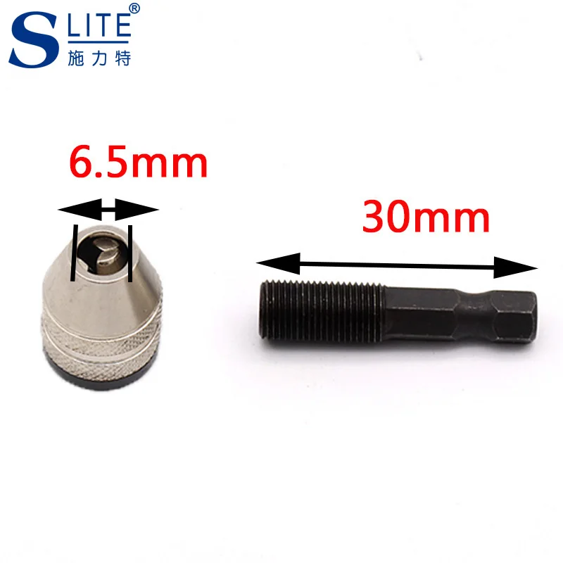 Slite Three Jaw Converter Chuck 0.3-6.5mm Six Corner Handle Push Pull Chuck Alloy Dremel Bit