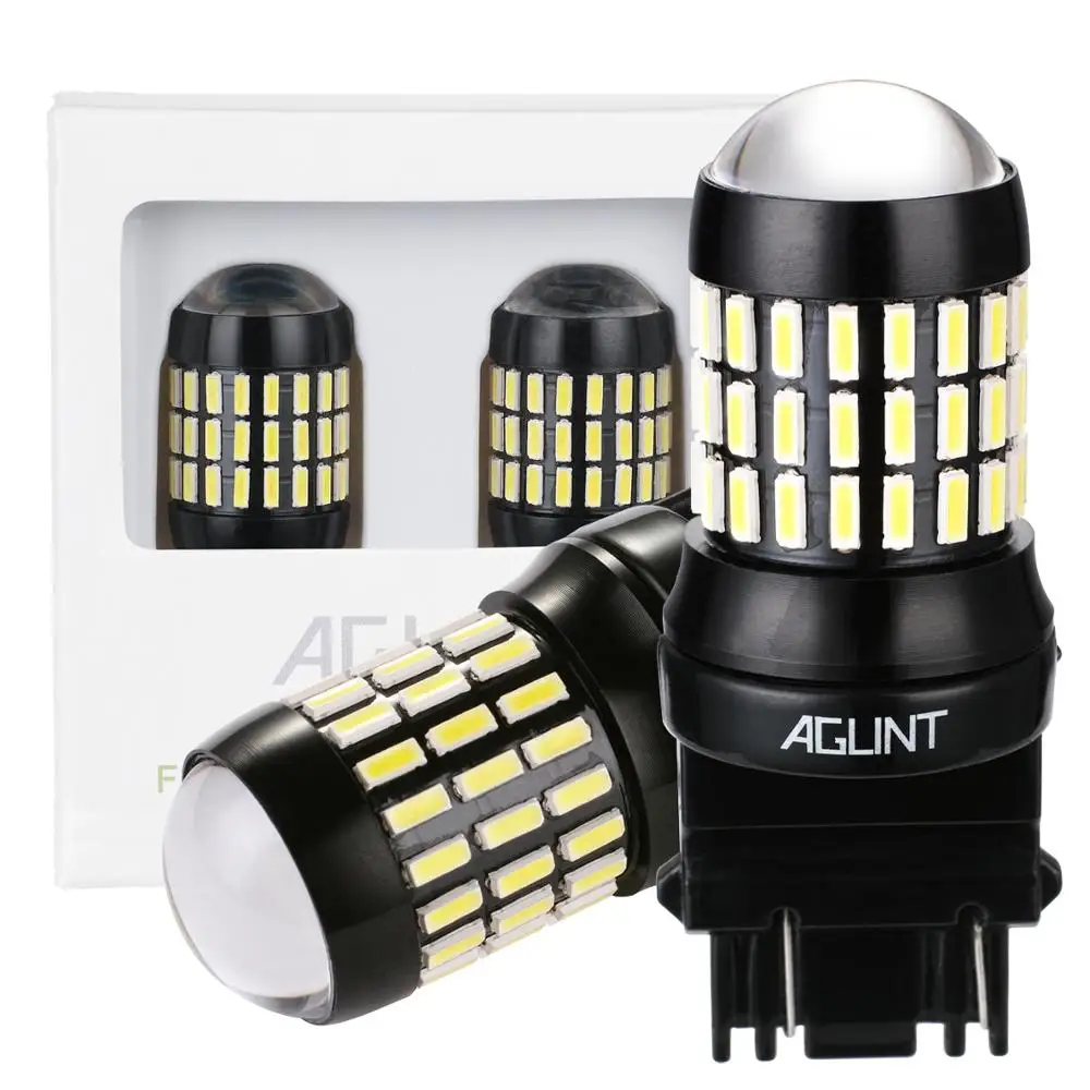 

Светодиодные лампы AGLINT, 2 шт., 3157, 3156, T25, 66SMD, с линзой для проектора, для автомобиля, тормоза, указателя поворота, задний фонарь, белый, 12-24 В