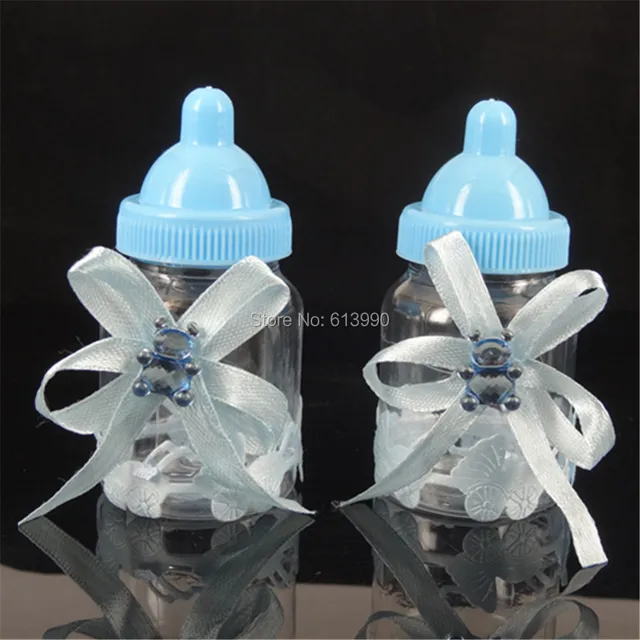 12pcs Fillable Bottles Candy Box Bear Ribbon Baby Shower Favors