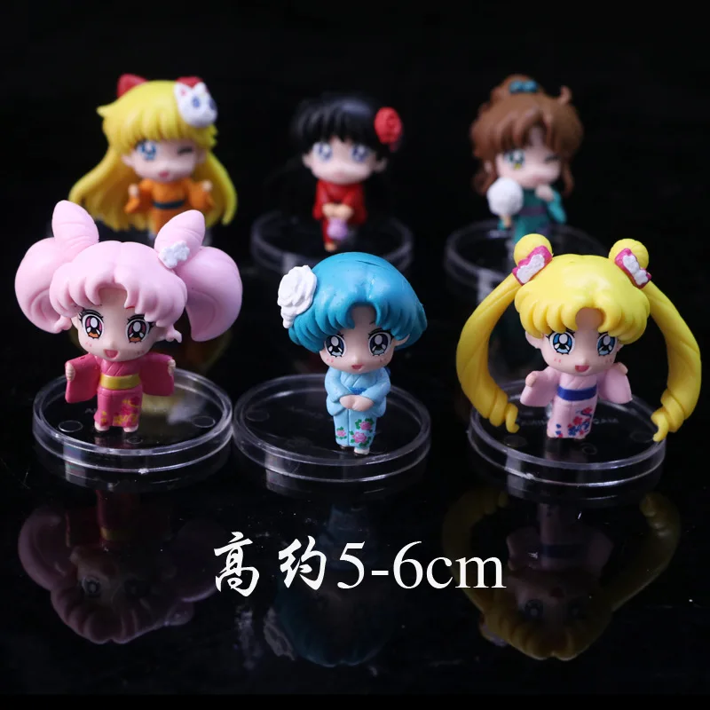 2017 Sailor Moon Mars Mercury Jupiter Venus Action Figure Toys Anime Cartoon Dolls Brinquedos 6pcslot 5-6cm (1)